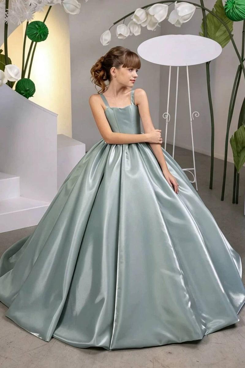 Minimalist Spaghetti Strap Square Neck Satin Flower Girl Dresses 1035694869157 - 10 Days / As Picture / 2 - COCOMELODY